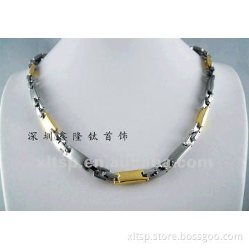 TT66 Classic Pure Titanium 14K Gold Mens Magnetic Necklace